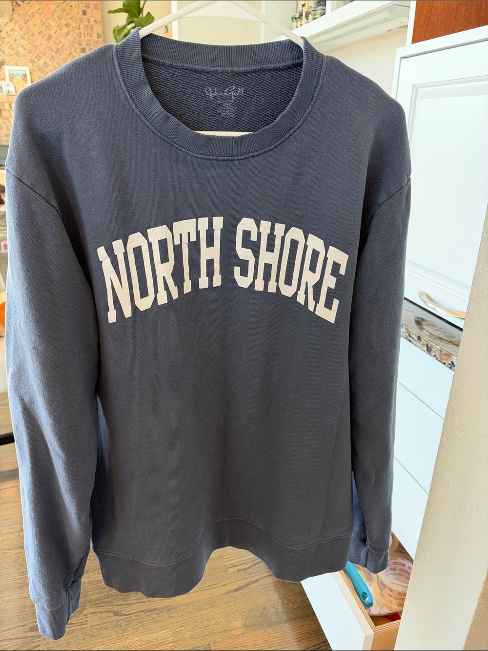 Brandy Melville North Shore Charcoal Blue Gray Crewneck Sweatshirt One Size NWOT